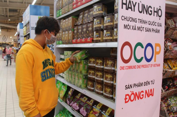 Sản phẩm OCOP của tỉnh Đồng Nai được bày bán trong siêu thị. Nguồn: ITN 